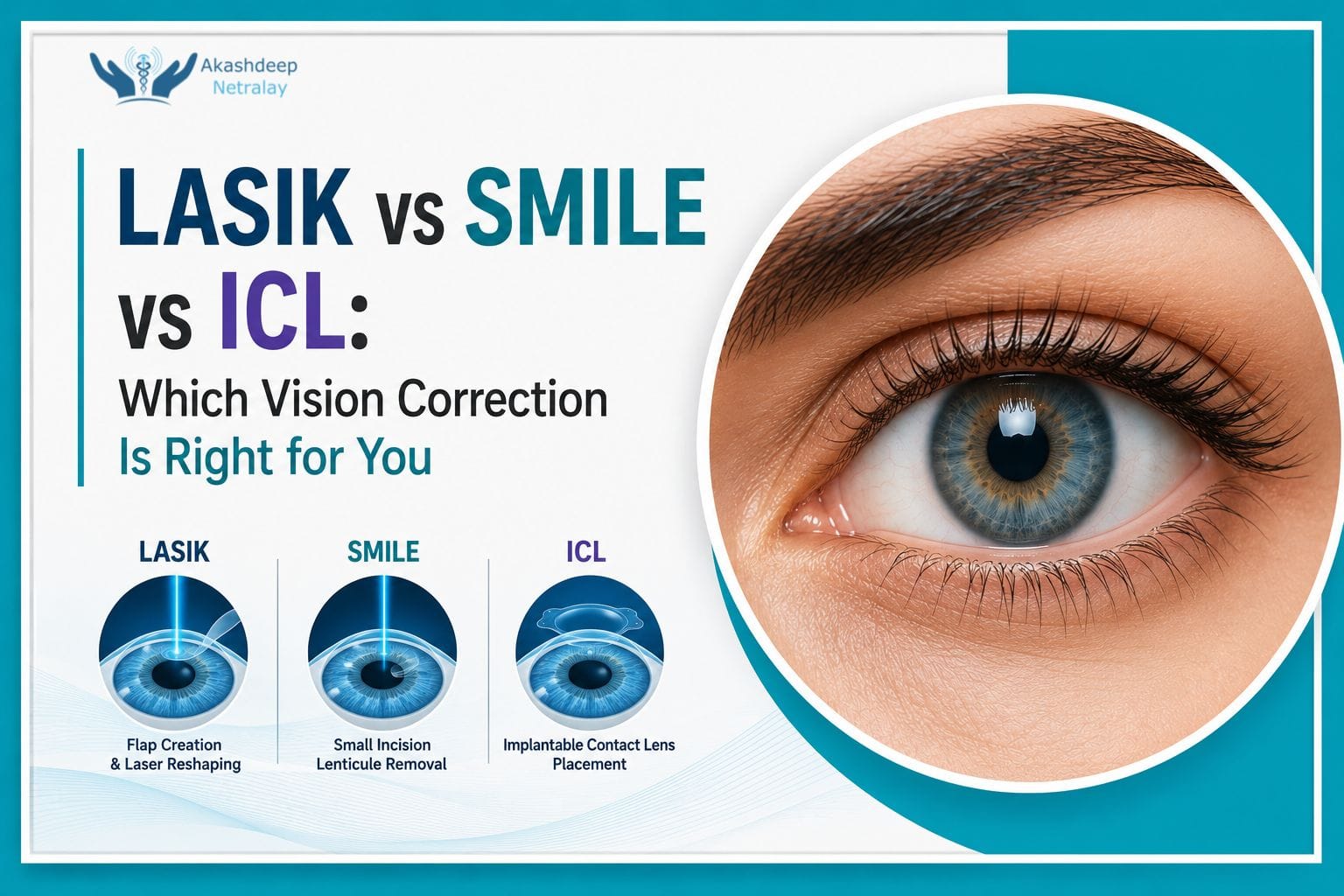 Comparison of LASIK, SMILE and ICL procedures for vision correction